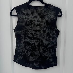 Bebe Charcoal Tie-Dye Muscle Tee